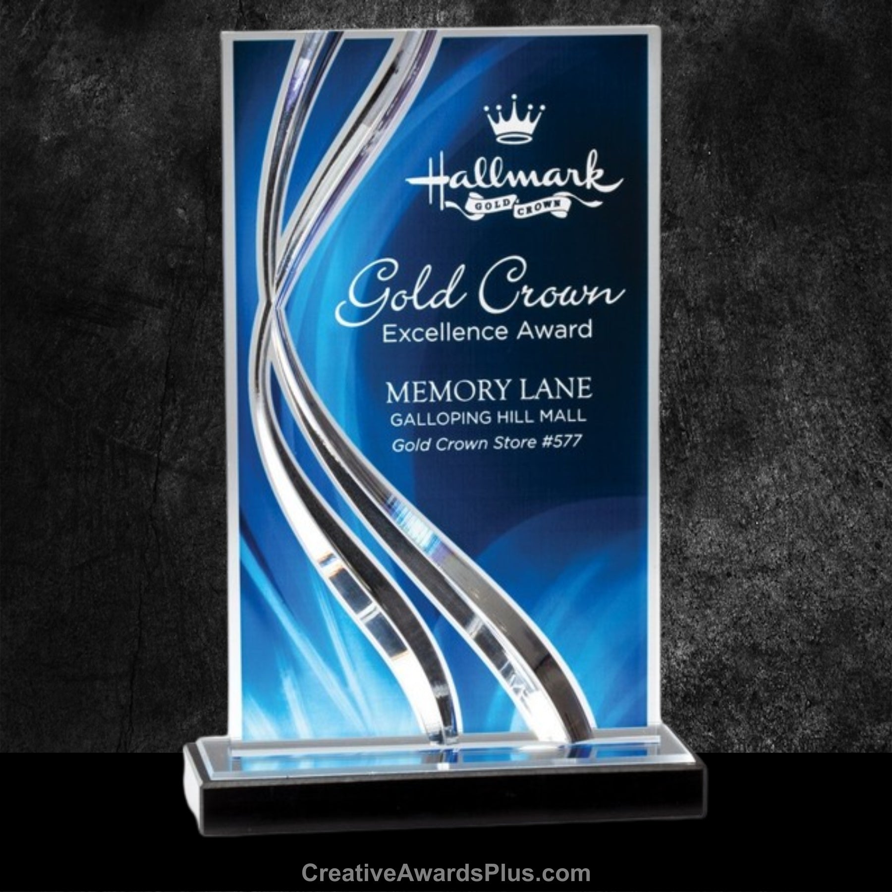 Swirl Wave Acrylic Award 11" / Blue