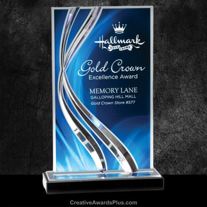 Swirl Wave Acrylic Award 11" / Blue
