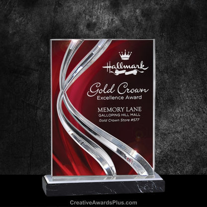 Swirl Wave Acrylic Award 9" / Red