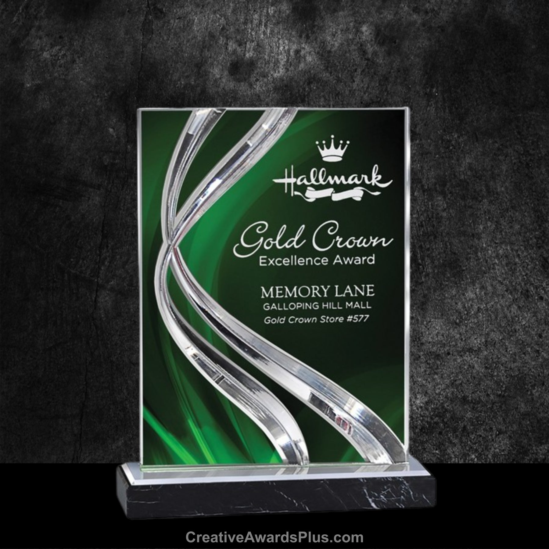 Swirl Wave Acrylic Award 9" / Green