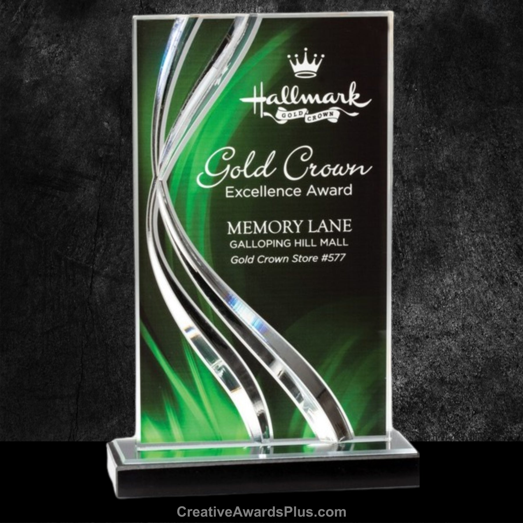 Swirl Wave Acrylic Award 11" / Green