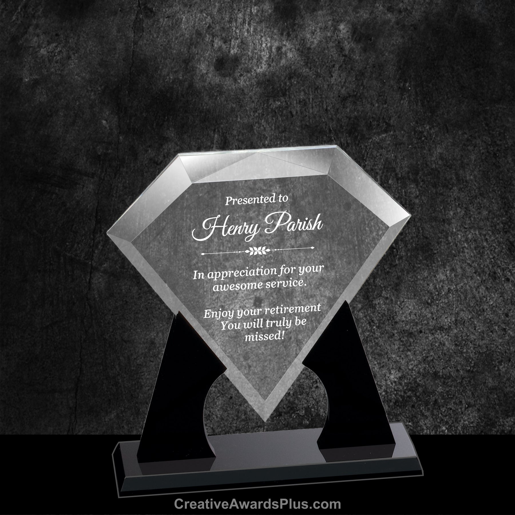 Floating Diamond Acrylic Award 9.25" / Black