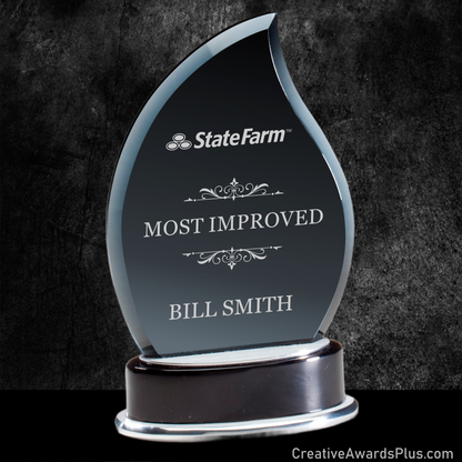 Smoked Glass Flame Award 9" / Black