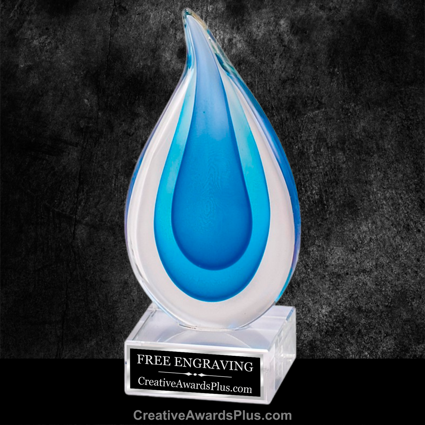 Blue Teardrop Two Tone Art Glass 8.5" / Blue