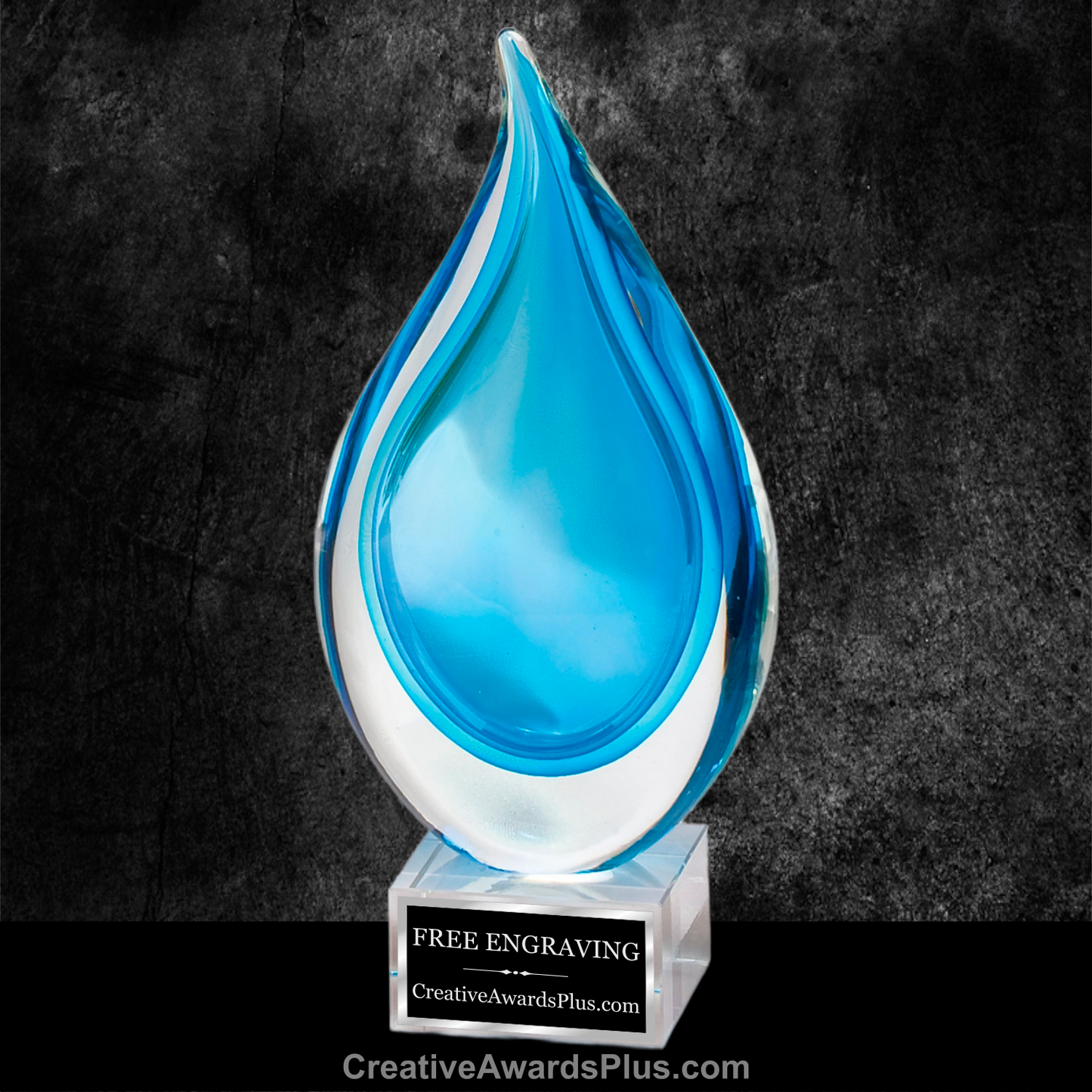 Blue Teardrop Art Glass 11.25" / Blue