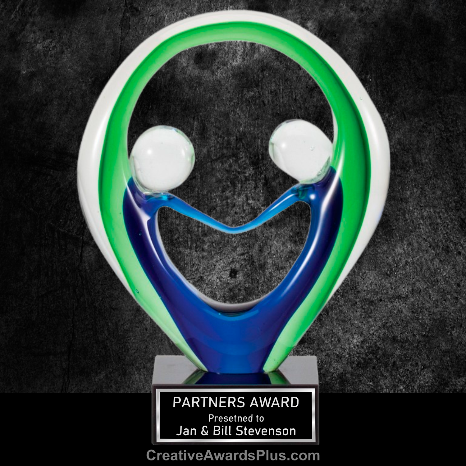 Double Celebration Art Glass 8" / Blue/Green