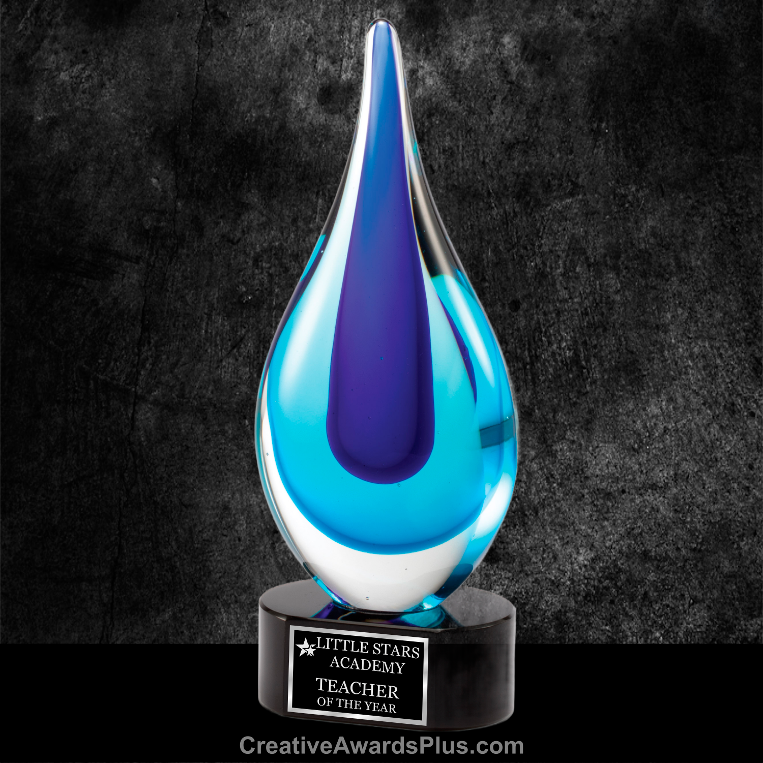 2 Tone Blue Drop Art Glass 9.25" / Blue