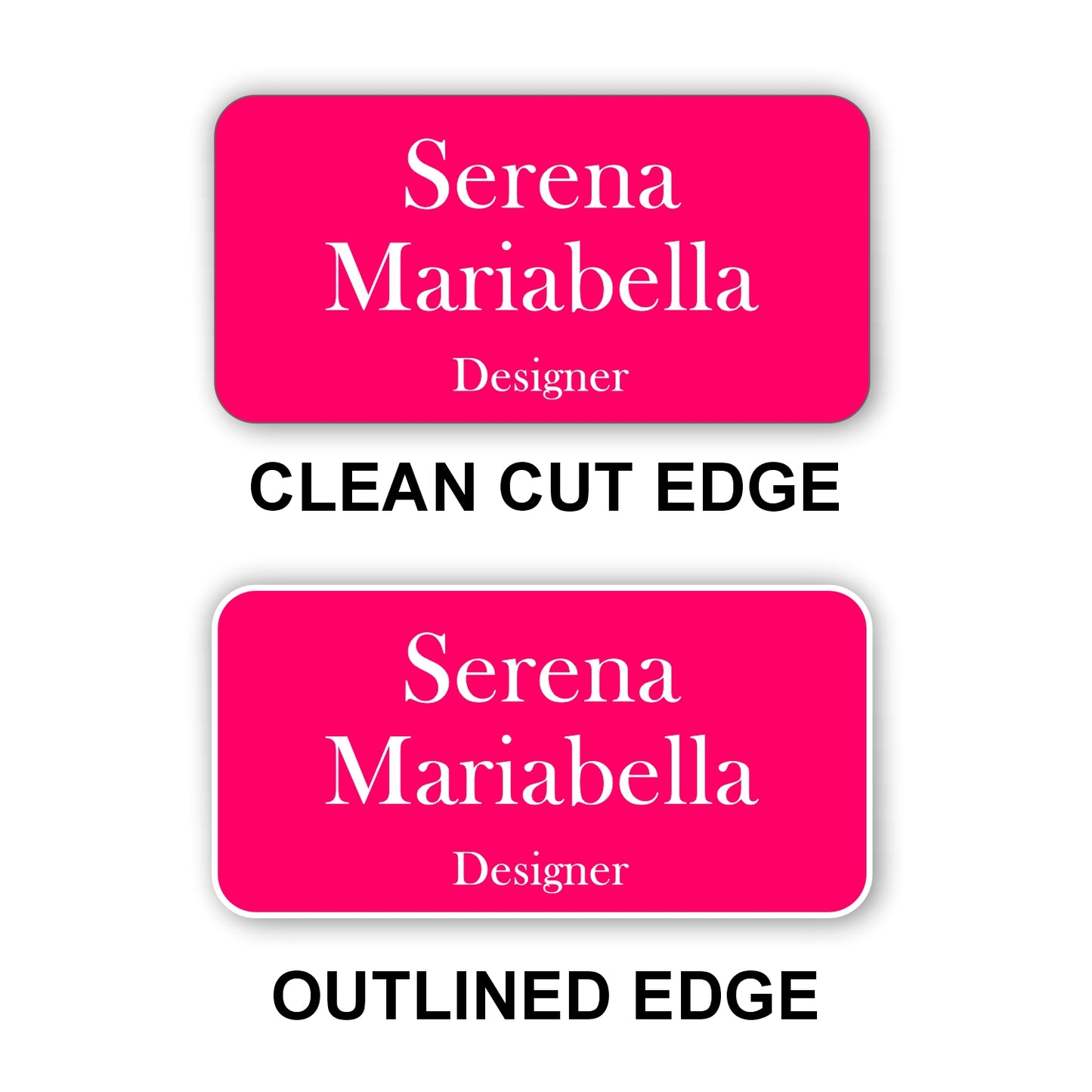 Large Name Badge 1.5"x3" / Pink/White