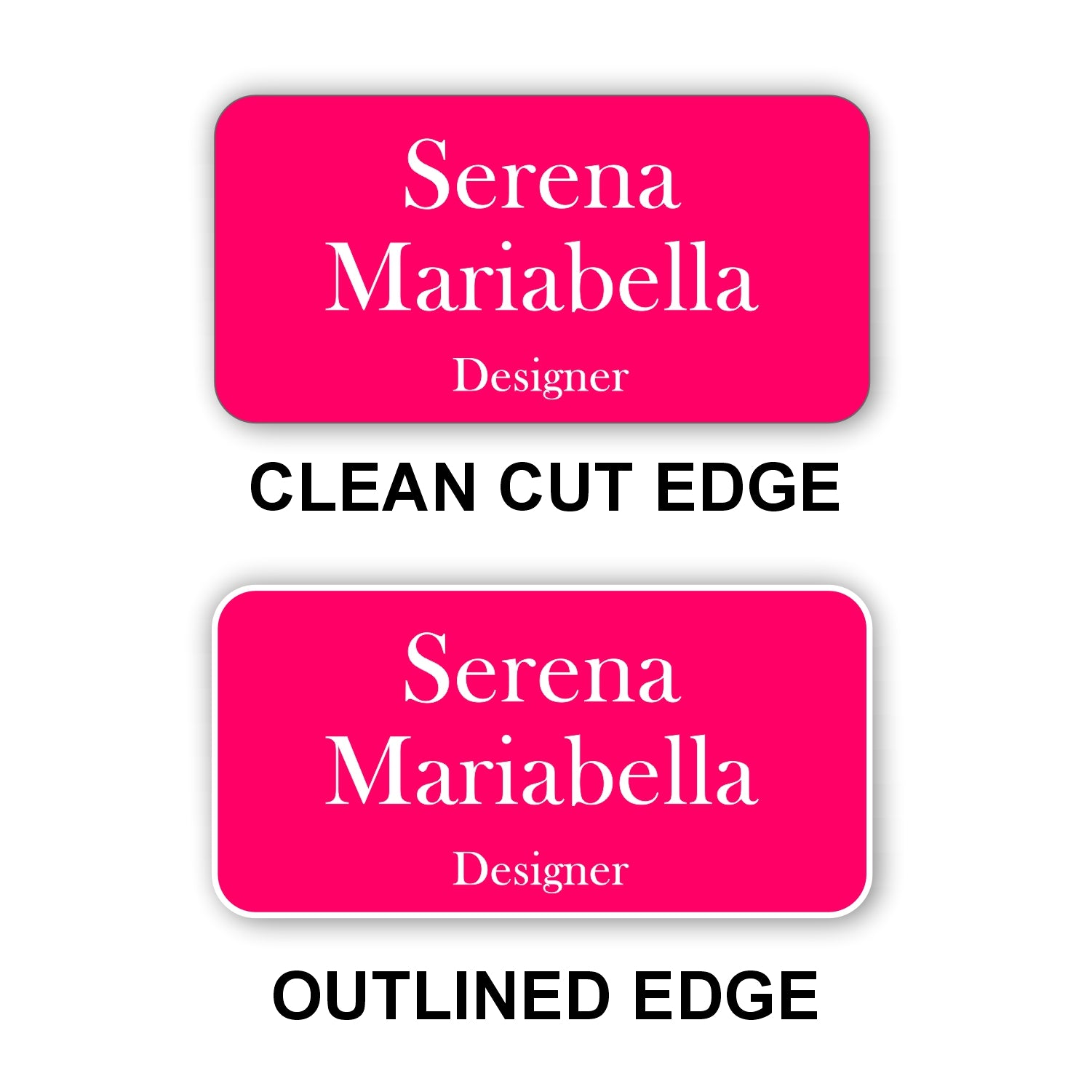 Large Name Badge 1.5"x3" / Pink/White