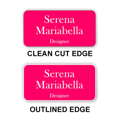 Large Name Badge 1.5"x3" / Pink/White