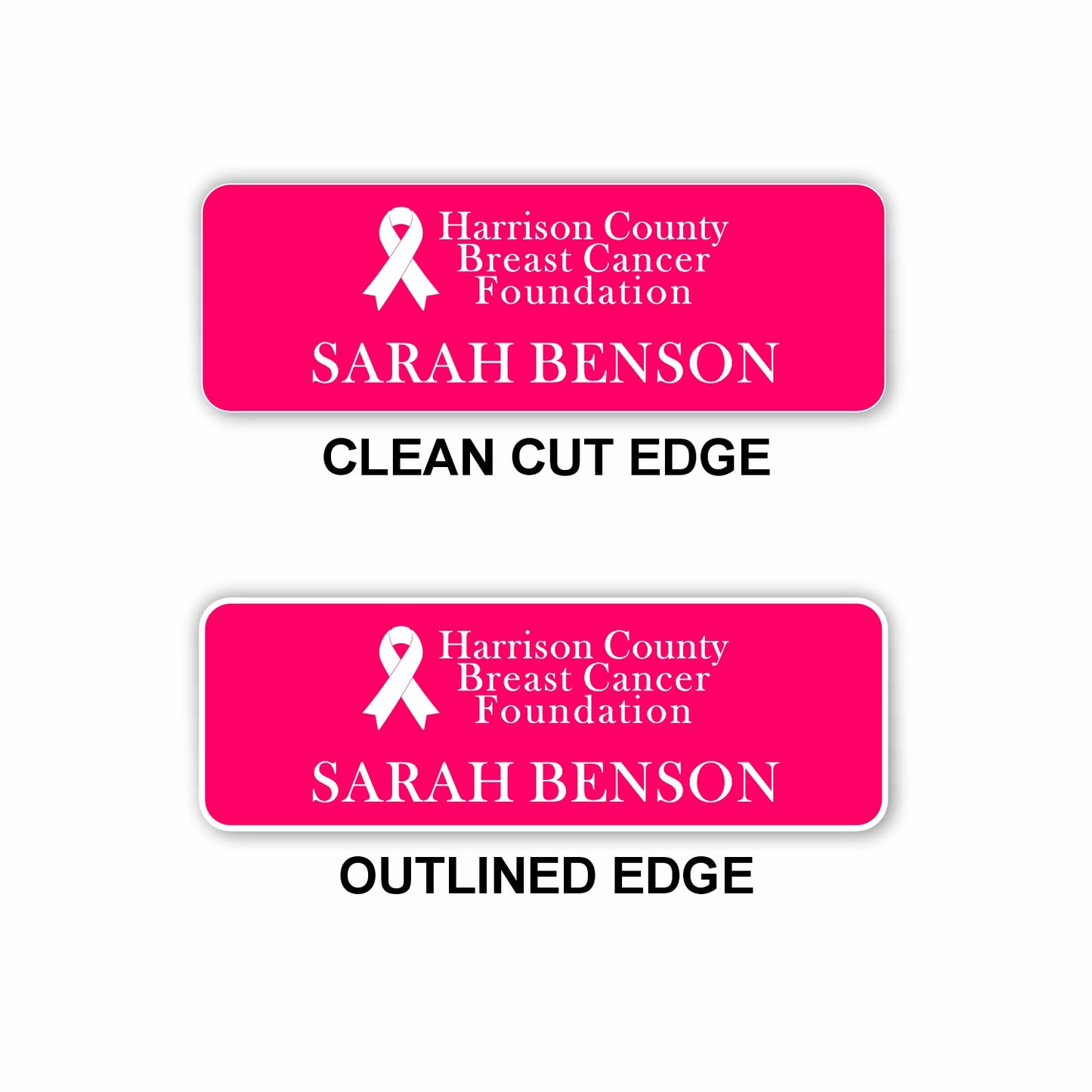 Plastic Name Badge 1"x3" / Pink/White