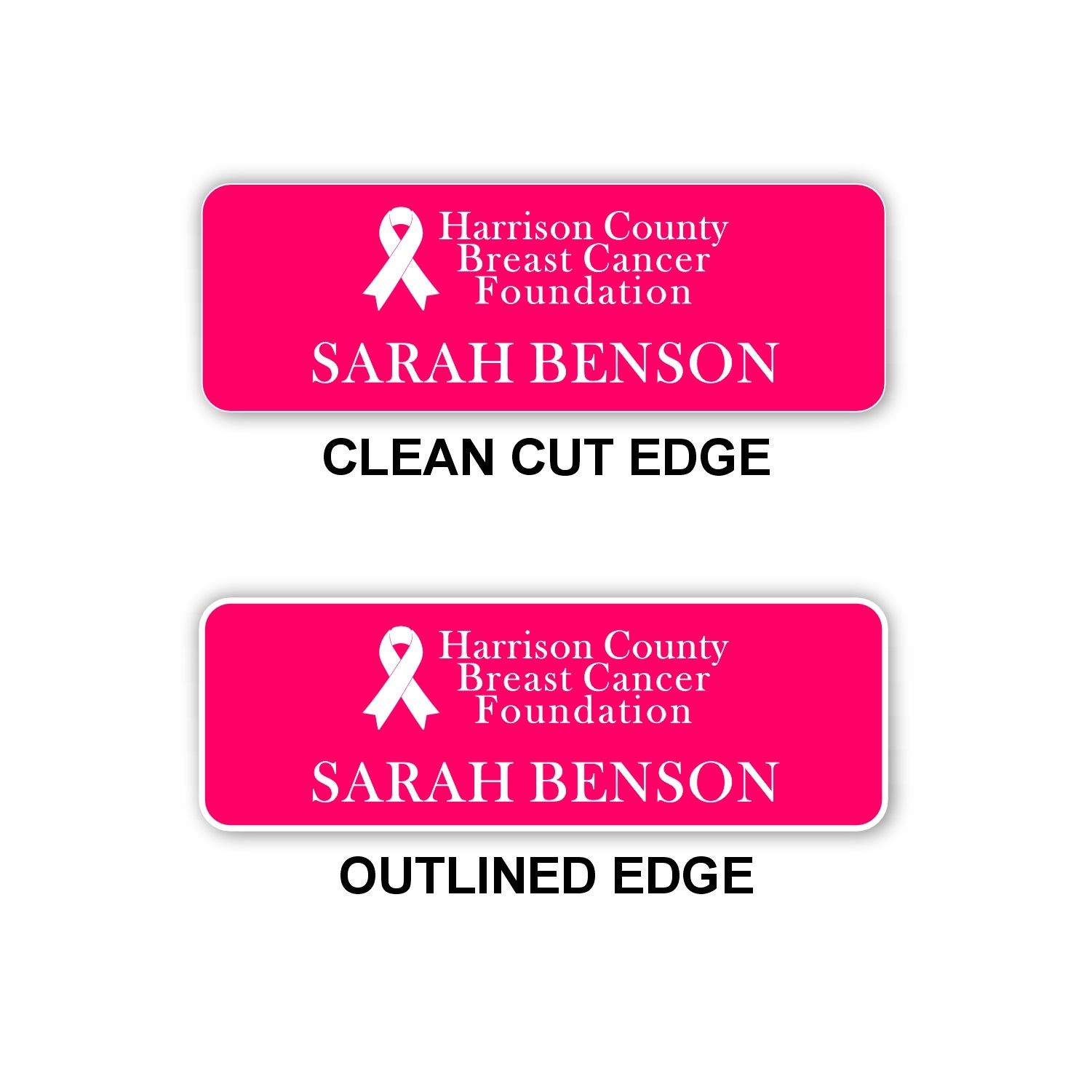 Plastic Name Badge 1"x3" / Pink/White