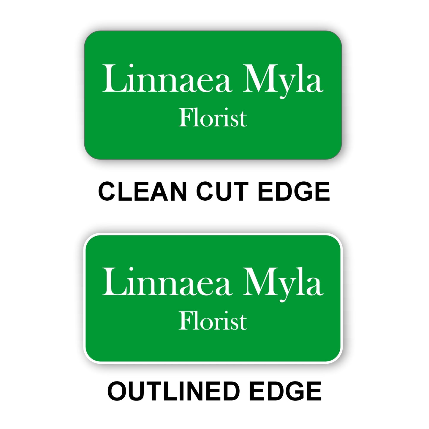 Large Name Badge 1.5"x3" / Green/White