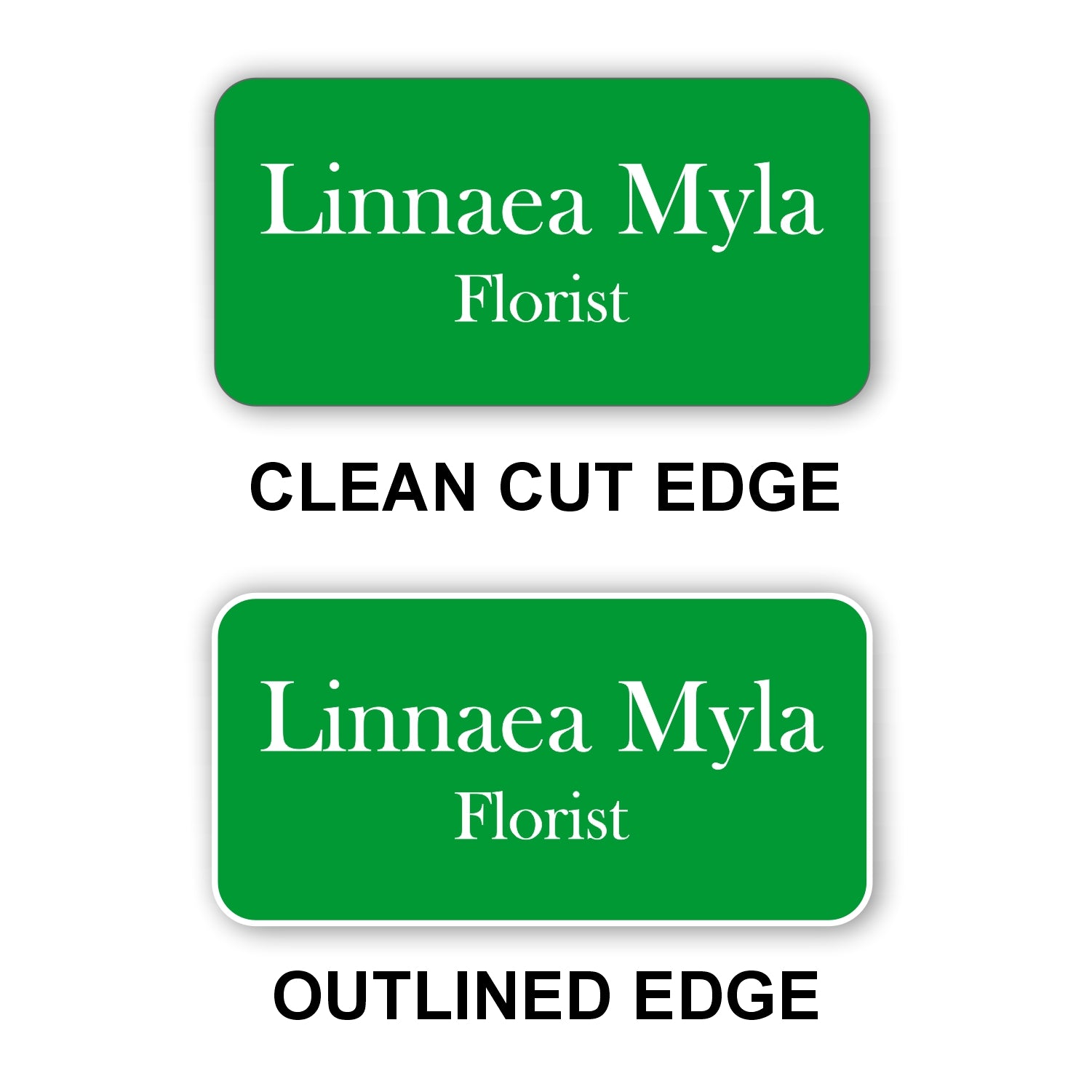 Large Name Badge 1.5"x3" / Green/White