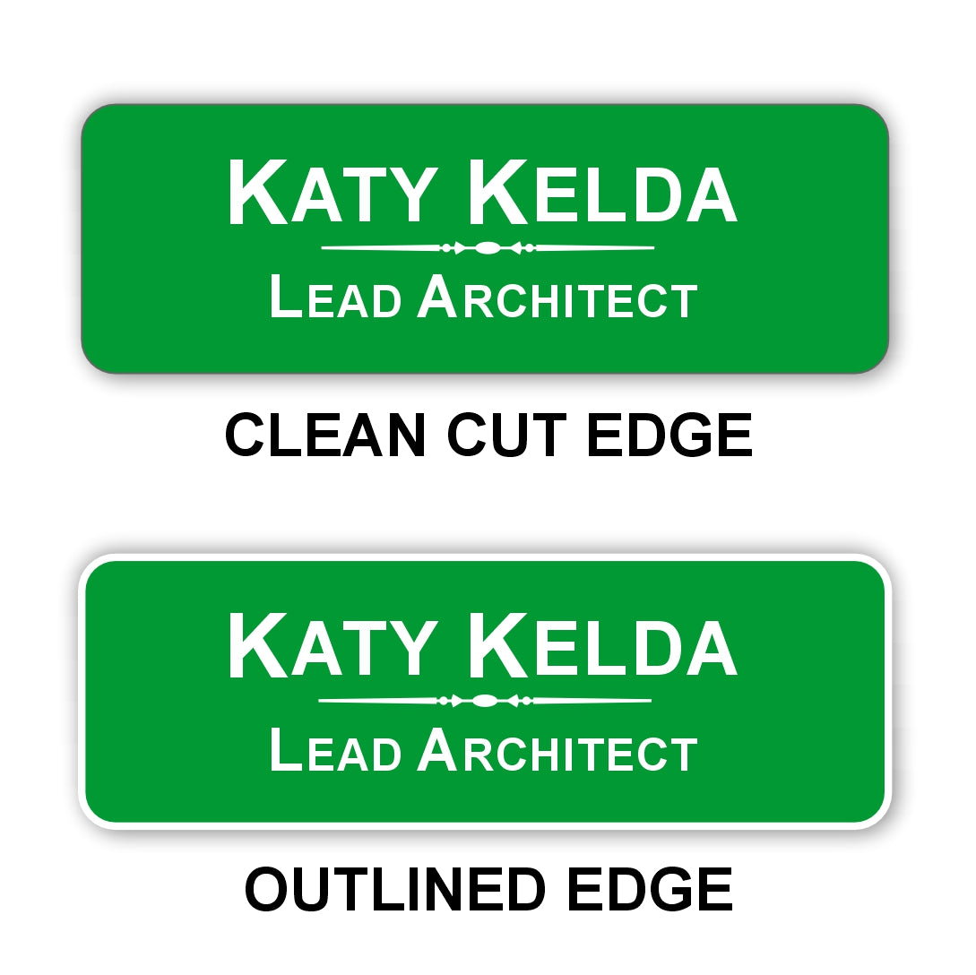 Small Name Badge 1"x3" / Green/White