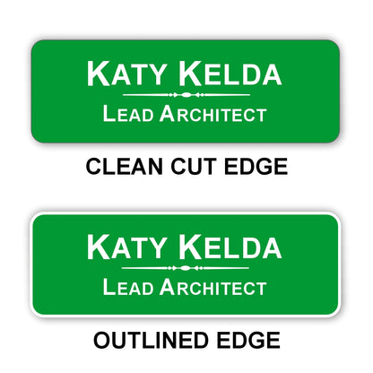 Small Name Badge 1"x3" / Green/White