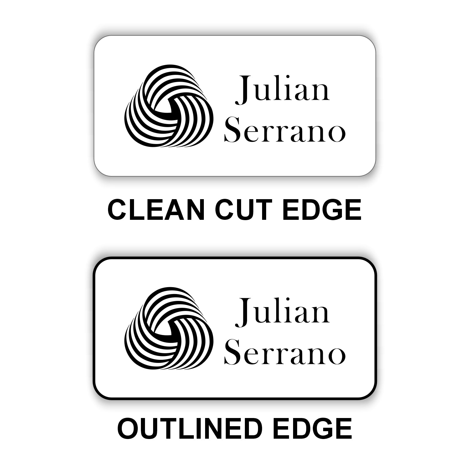 Large Name Badge 1.5"x3" / White/Black