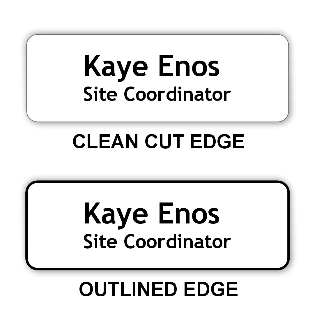 Small Name Badge 1"x3" / White/Black