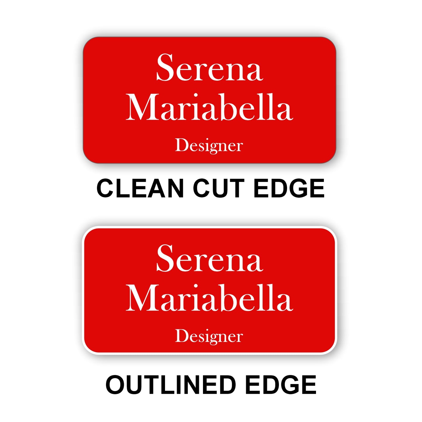 Large Name Badge 1.5"x3" / Red/White