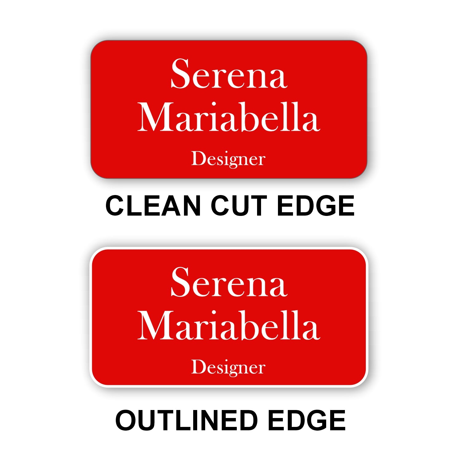 Large Name Badge 1.5"x3" / Red/White