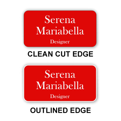Large Name Badge 1.5"x3" / Red/White