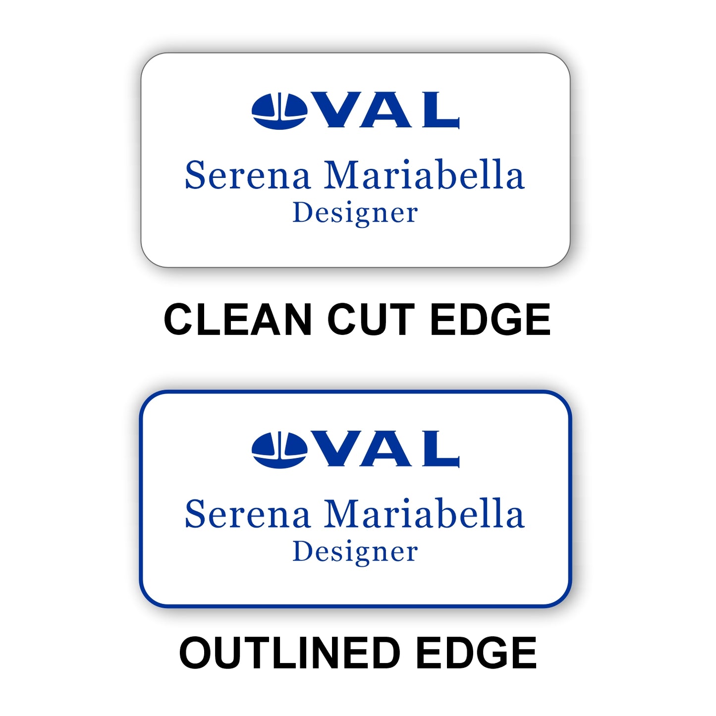 Large Name Badge 1.5"x3" / White/Blue