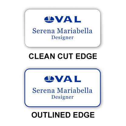Large Name Badge 1.5"x3" / White/Blue