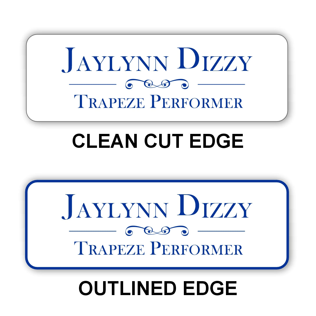 Small Name Badge 1"x3" / White/Blue