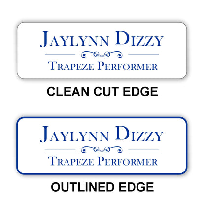 Small Name Badge 1"x3" / White/Blue