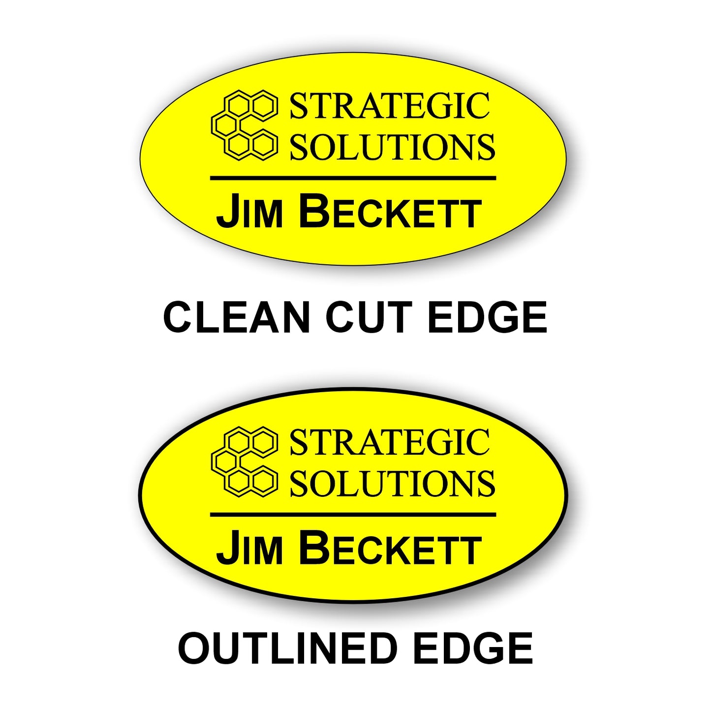 Oval Name Badge 1.5"x3" / Yellow/Black