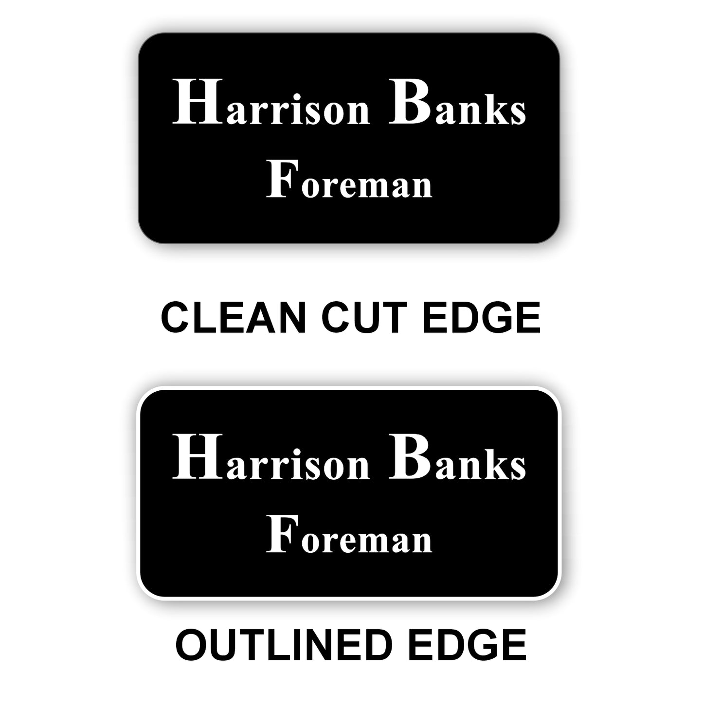Large Name Badge 1.5"x3" / Black/White