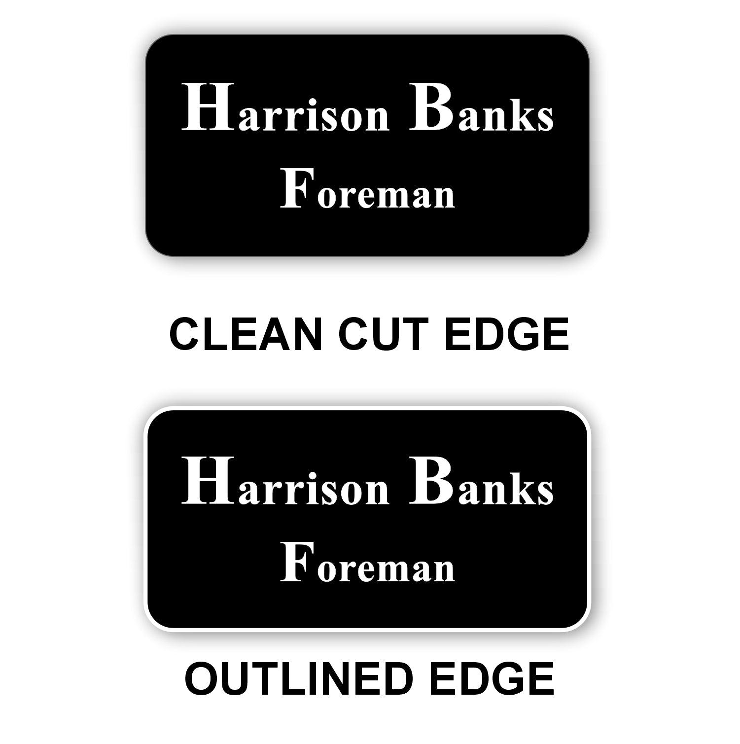 Large Name Badge 1.5"x3" / Black/White