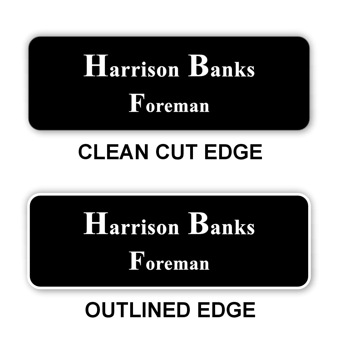 Small Name Badge 1"x3" / Black/White