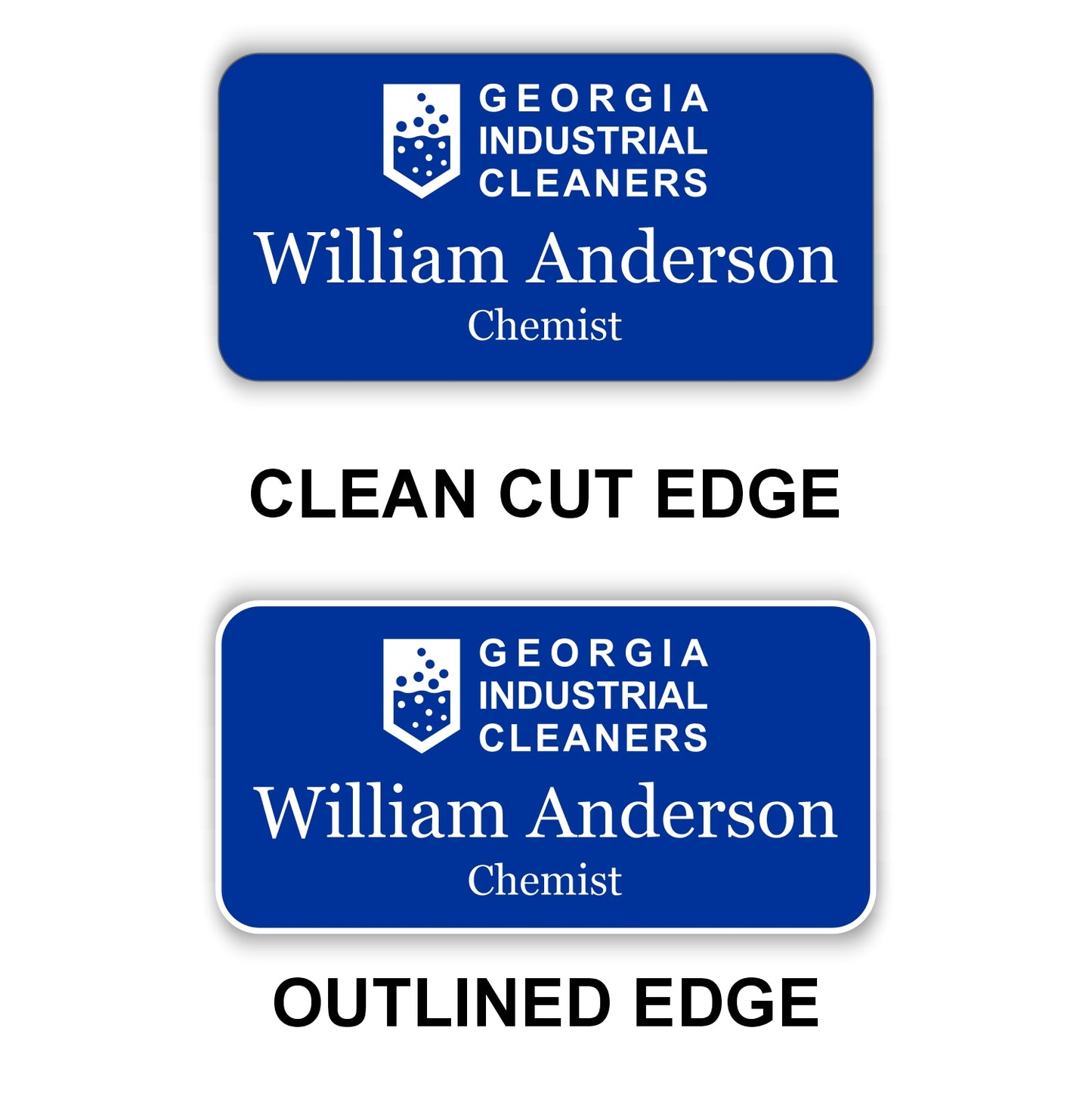 Large Name Badge 1.5"x3" / Blue/White