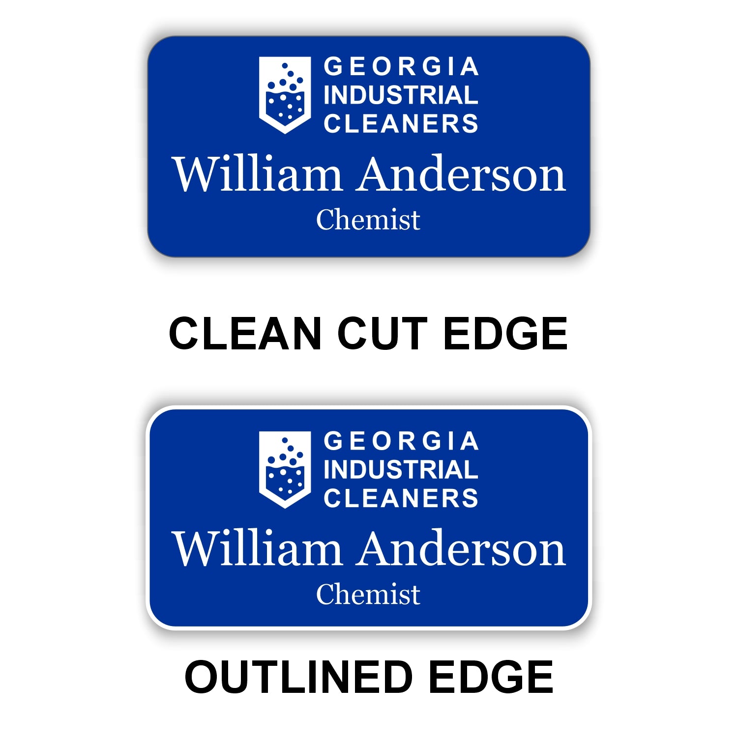 Large Name Badge 1.5"x3" / Blue/White