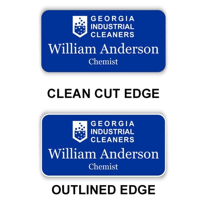 Large Name Badge 1.5"x3" / Blue/White