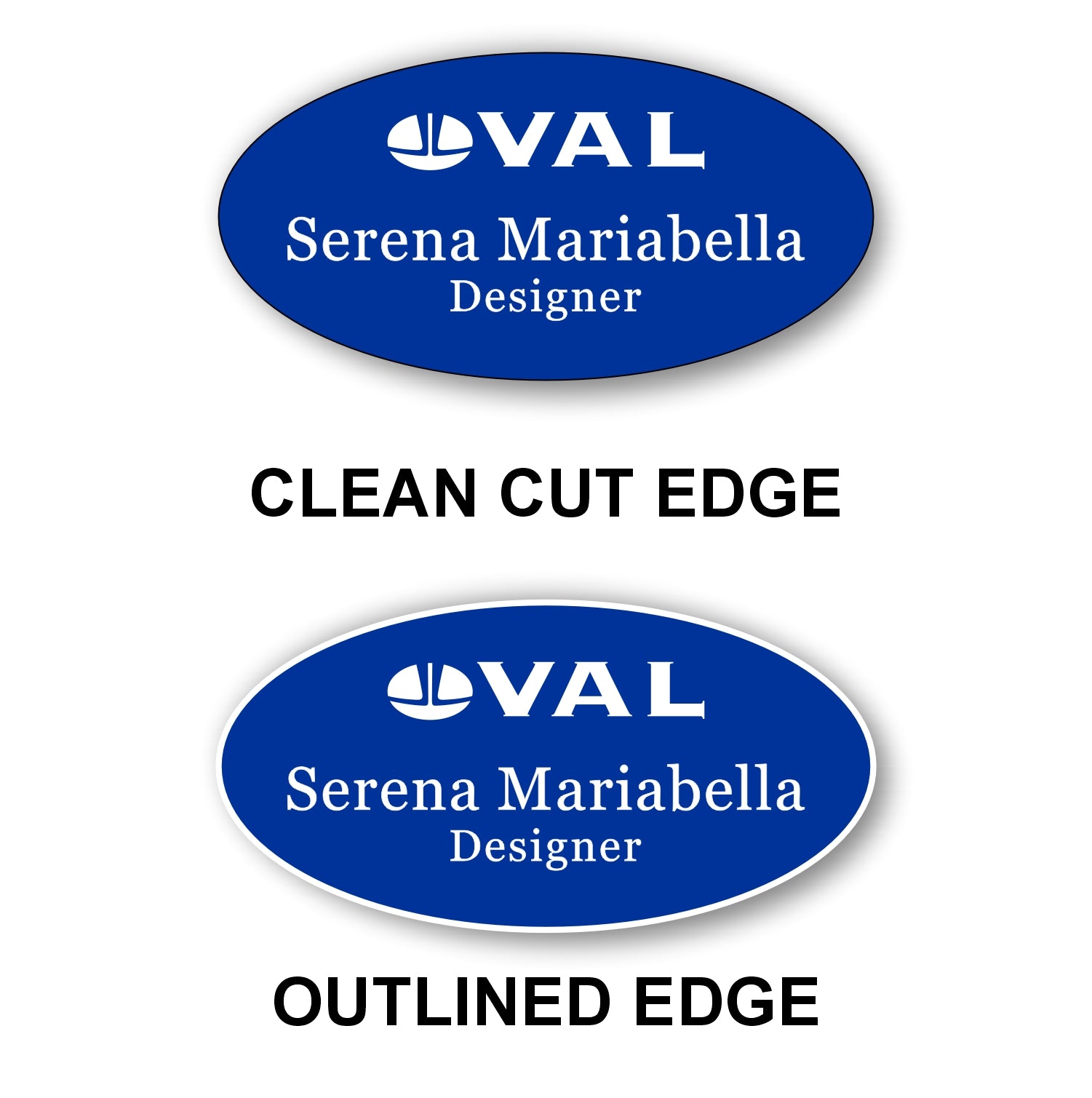 Oval Name Badge 1.5"x3" / Blue/White