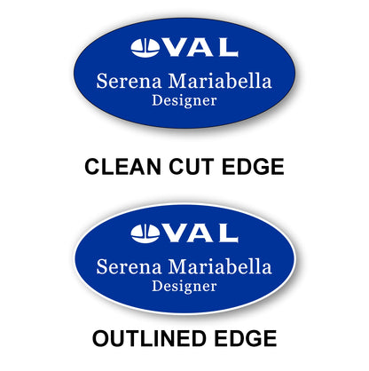 Oval Name Badge 1.5"x3" / Blue/White