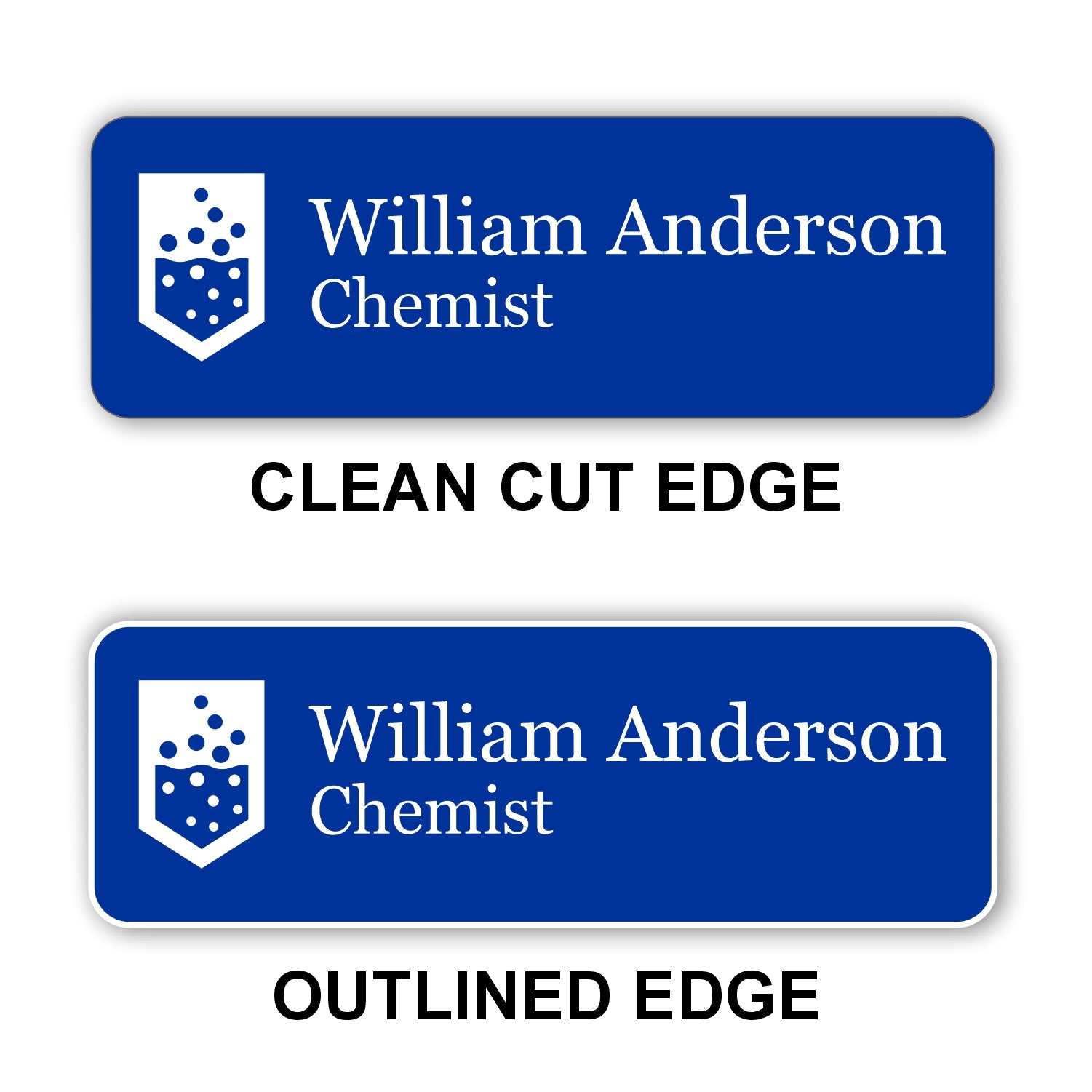 Small Name Badge 1"x3" / Blue/White