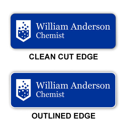 Small Name Badge 1"x3" / Blue/White