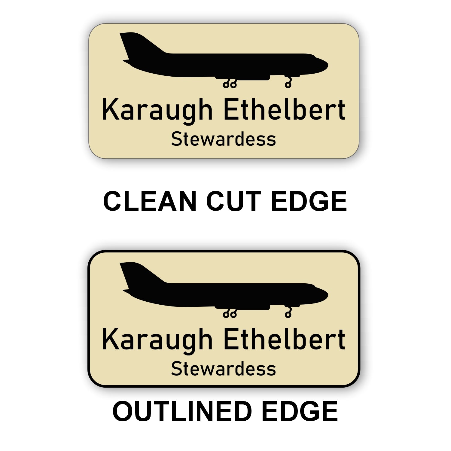 Large Name Badge 1.5"x3" / Almond/Black