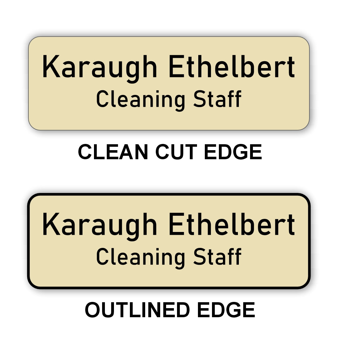 Small Name Badge 1"x3" / Almond/Black