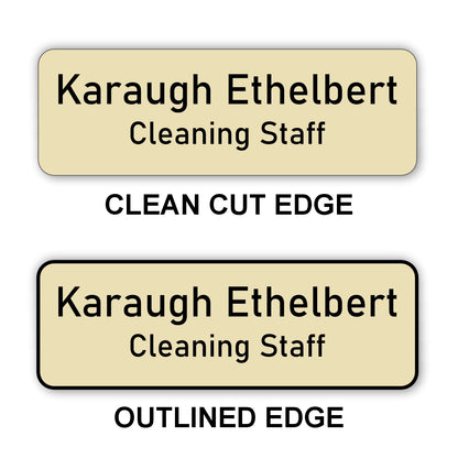 Small Name Badge 1"x3" / Almond/Black