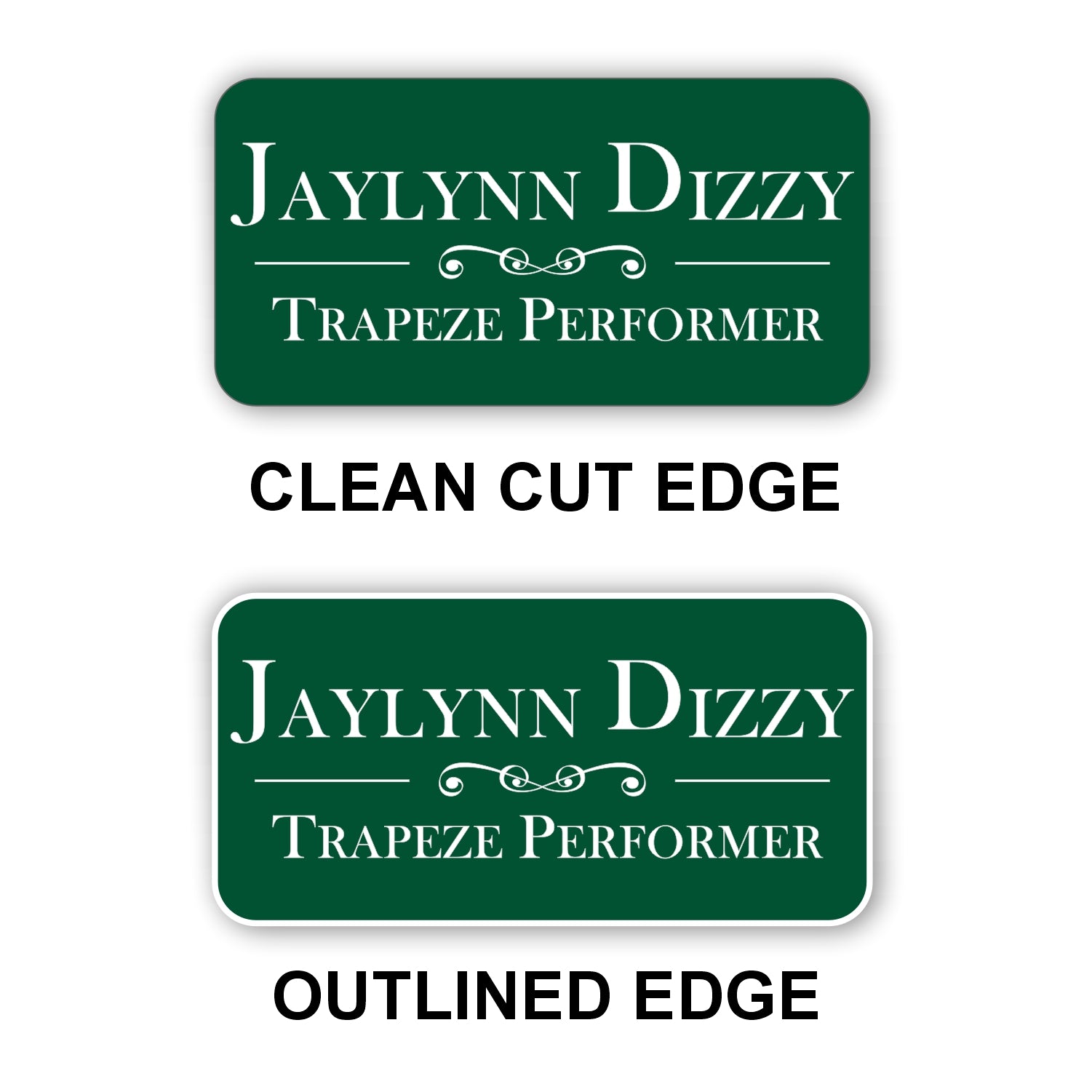 Large Name Badge 1.5"x3" / Forest/White