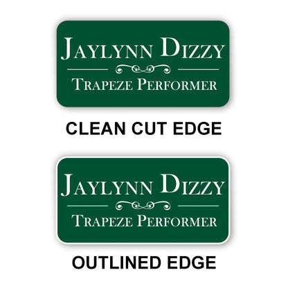 Large Name Badge 1.5"x3" / Forest/White