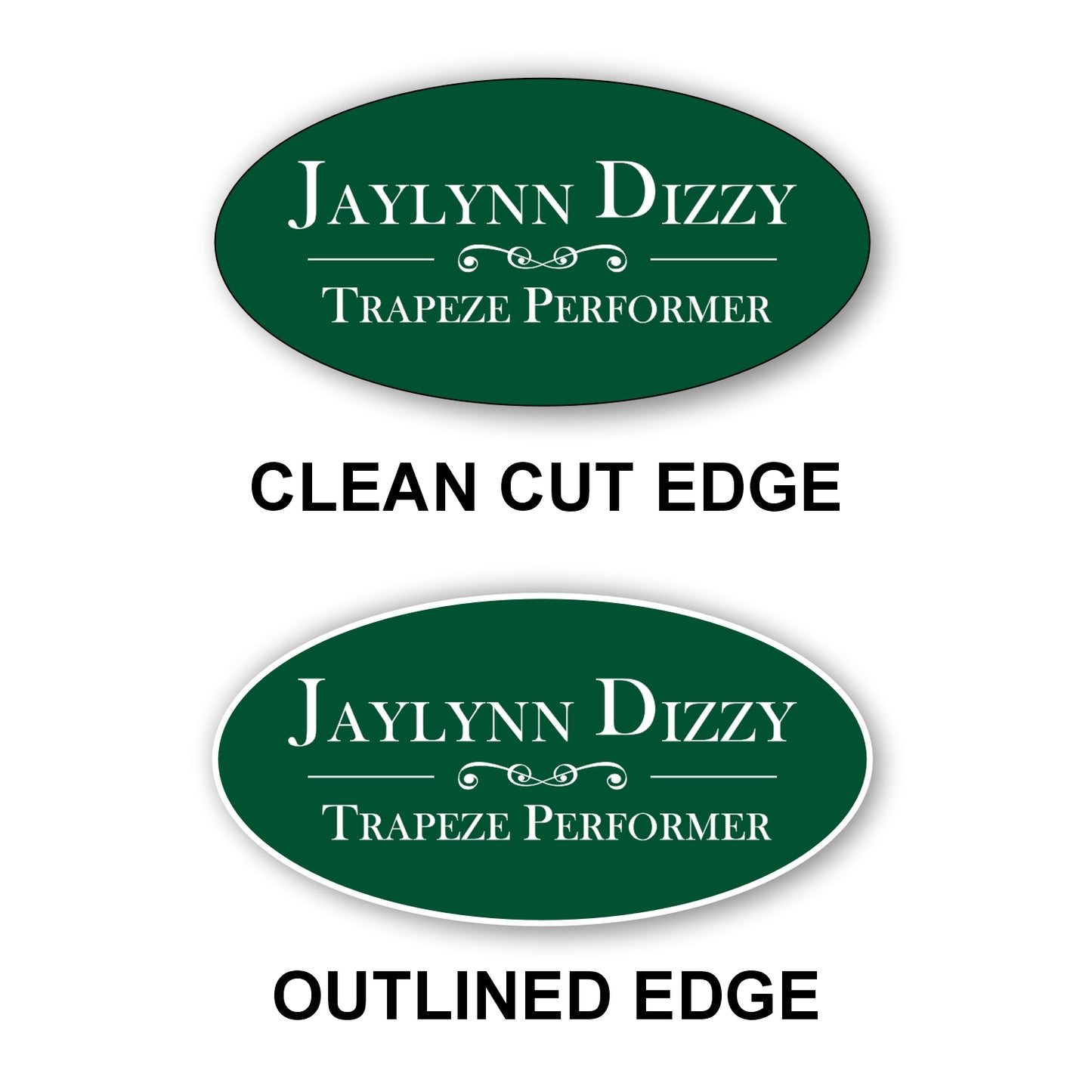 Oval Name Badge 1.5"x3" / Forest/White