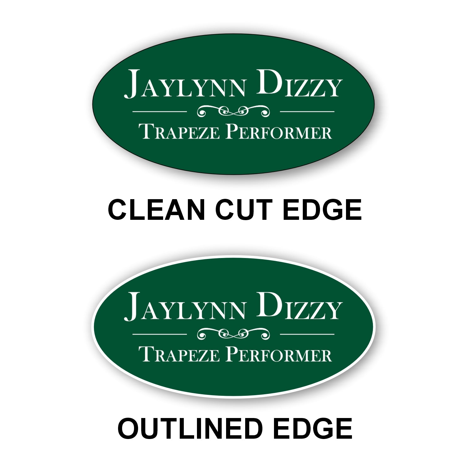 Oval Name Badge 1.5"x3" / Forest/White