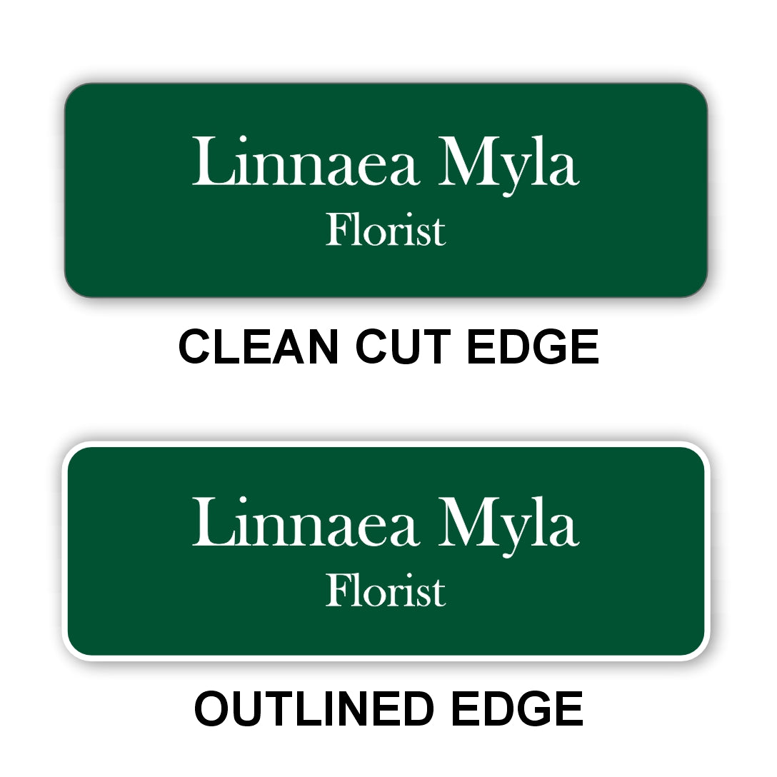 Small Name Badge 1"x3" / Forest/White