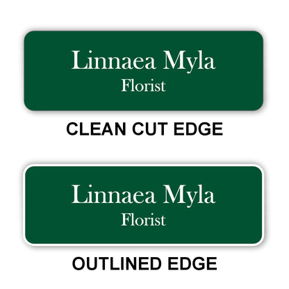 Small Name Badge 1"x3" / Forest/White