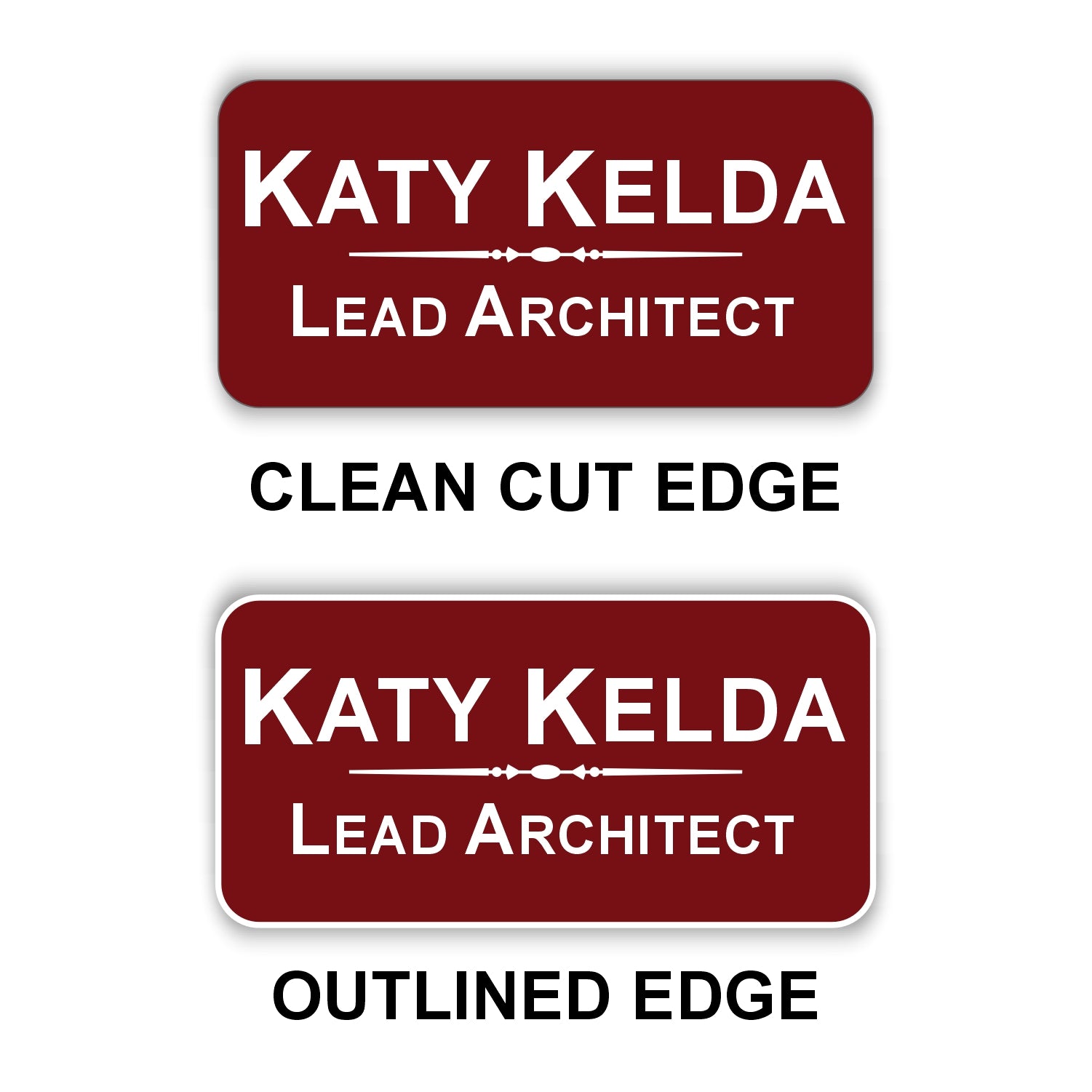 Large Name Badge 1.5"x3" / Burgandy/White